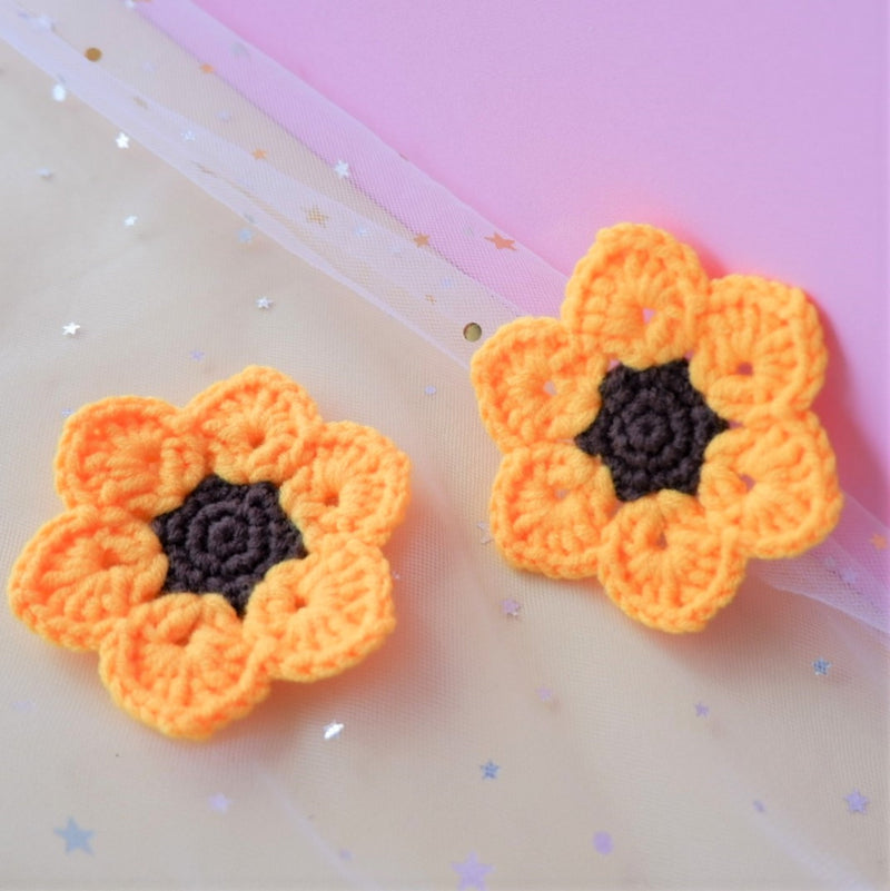 Crochet Car Coasters, Set of 2, Sunflower Car Coasters, Boho Car Accessories For Women, 2.5'' Car Coasters, Handmade Car Coasters