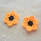 Crochet Car Coasters, Set of 2, Sunflower Car Coasters, Boho Car Accessories For Women, 2.5'' Car Coasters, Handmade Car Coasters