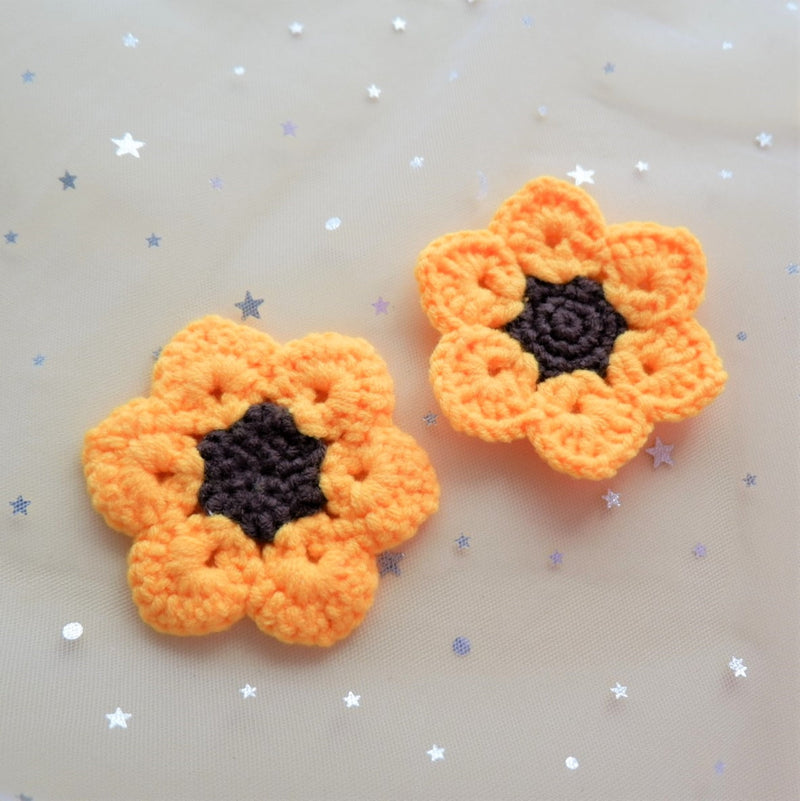 Crochet Car Coasters, Set of 2, Sunflower Car Coasters, Boho Car Accessories For Women, 2.5'' Car Coasters, Handmade Car Coasters