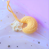 Crochet Crescent Moon Car Hanging Accessories, Cute Moon and Star Car Mirror Hanging Charm, Car Interior Decor, Romantic Gift for Her