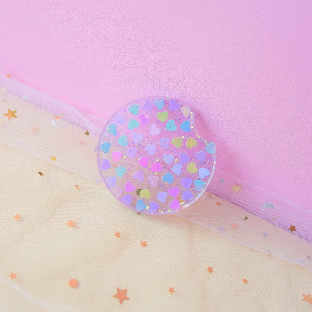 Glitter resin cup holder coasters with daisy and heart options