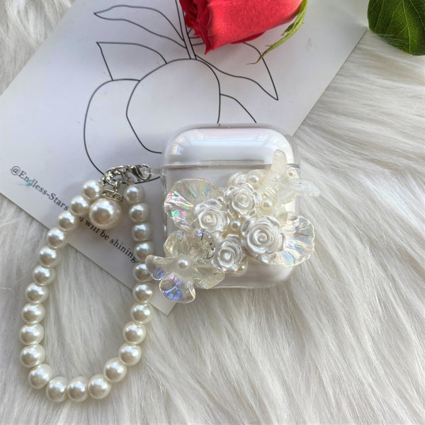 Decoden AirPods Case with Lanyard, Vintage Roses Silicone AirPods Cover Case with Keychain, Whipped Cream AirPods Case for Airpods 1/2/Pro