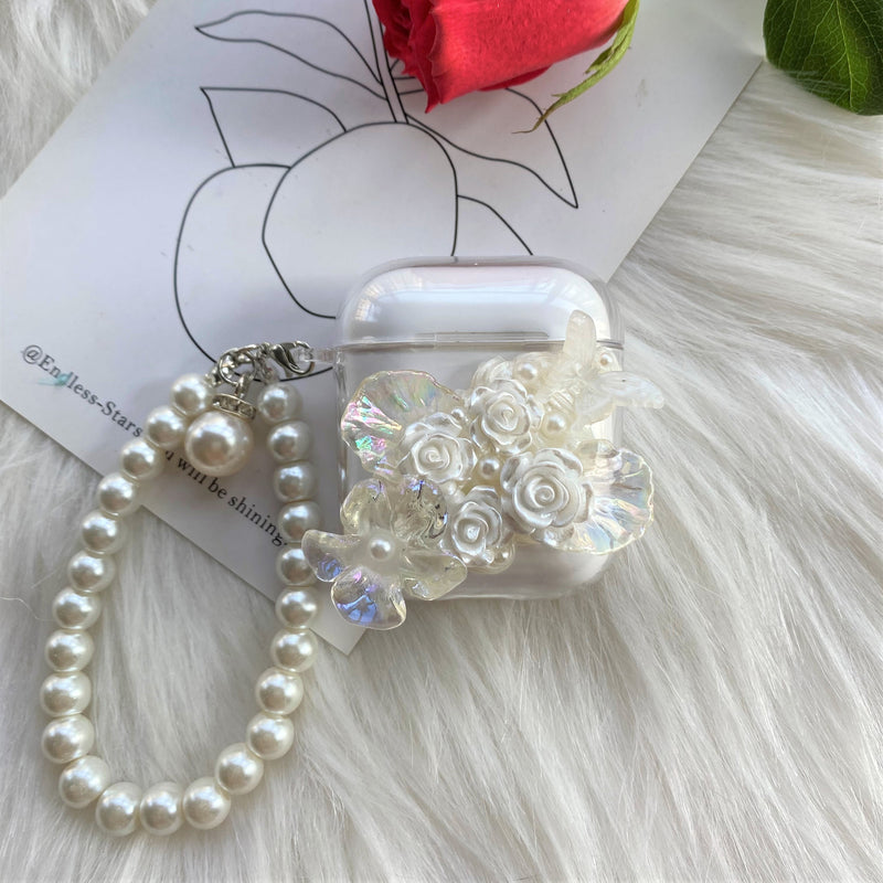 Decoden AirPods Case with Lanyard, Vintage Roses Silicone AirPods Cover Case with Keychain, Whipped Cream AirPods Case for Airpods 1/2/Pro