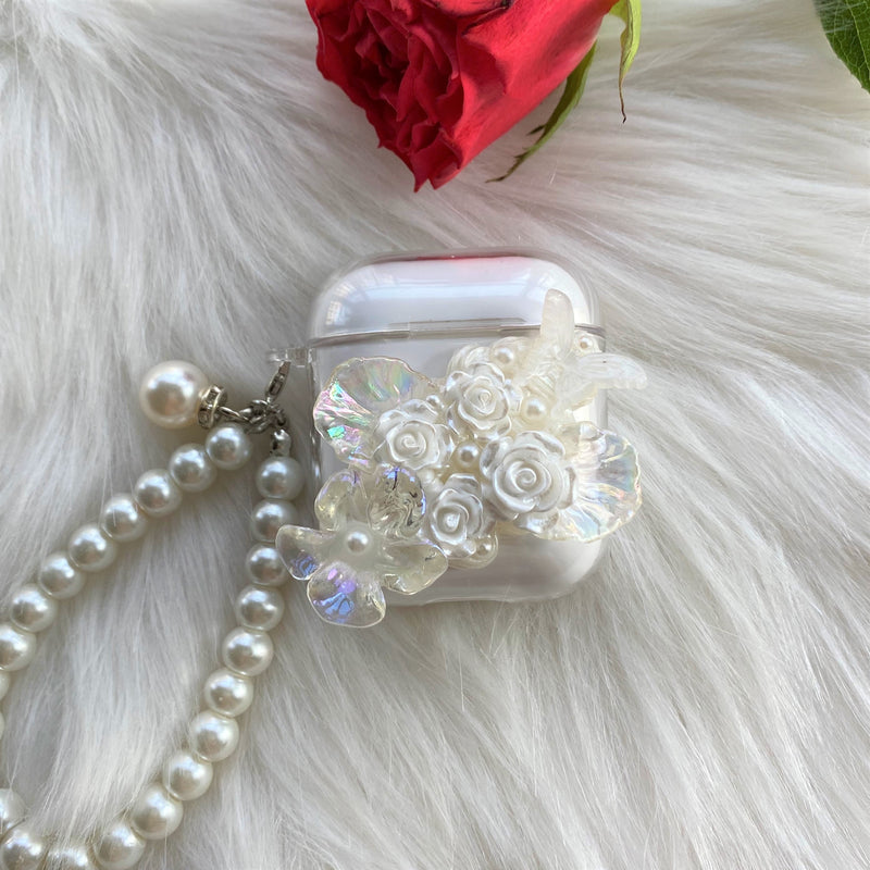 Decoden AirPods Case with Lanyard, Vintage Roses Silicone AirPods Cover Case with Keychain, Whipped Cream AirPods Case for Airpods 1/2/Pro