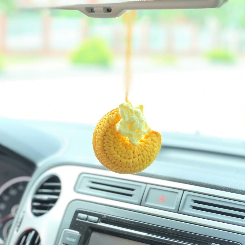 Crochet Crescent Moon Car Hanging Accessories, Cute Moon and Star Car Mirror Hanging Charm, Car Interior Decor, Romantic Gift for Her