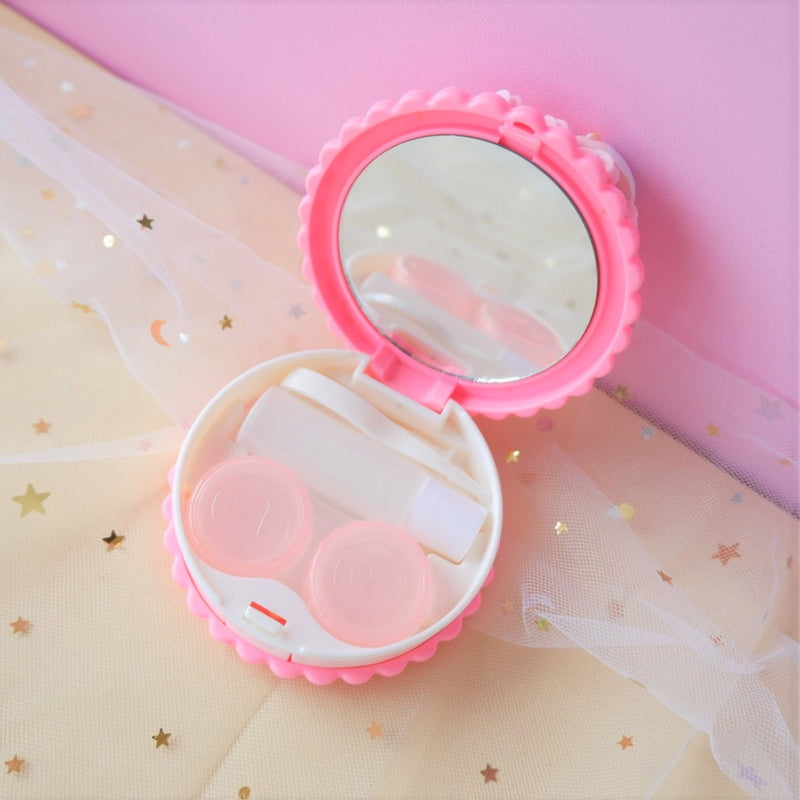 Custom Decoden Contact Lenses Case,  Kawaii Barbie Theme Contact Lens Container, Cute Whip Cream Cookie Contacts Case, Gift for Her