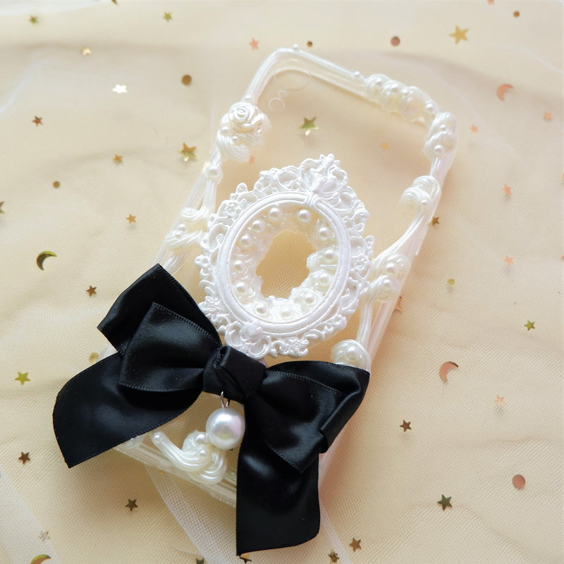 Decoden Phone Case, Vintage iPhone Case, Pearl/ Bow-knot Decor Phone Case, Sparkle Phone Case for iPhone X/11/XR/12 Pro Max, OnePlus, Galaxy