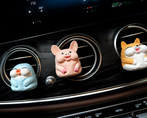 Cute Pixel Animals Car Vent Clips, Piggy/Shiba Inu/Penguin Car Vent Clips Air Freshener, Plaster Car Accessories for Women/Teens