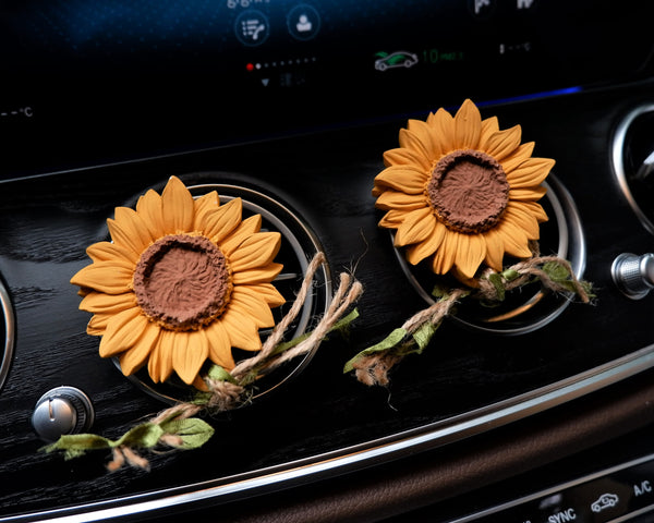 2Pcs Car Vent Clip Air Freshener, Cute Sunflower Car Accessories for Women, Car Interior Decoration Boho, Car Vent Decor, Car Mask Hanger