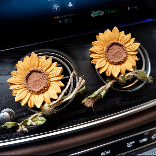 2Pcs Car Vent Clip Air Freshener, Cute Sunflower Car Accessories for Women, Car Interior Decoration Boho, Car Vent Decor, Car Mask Hanger