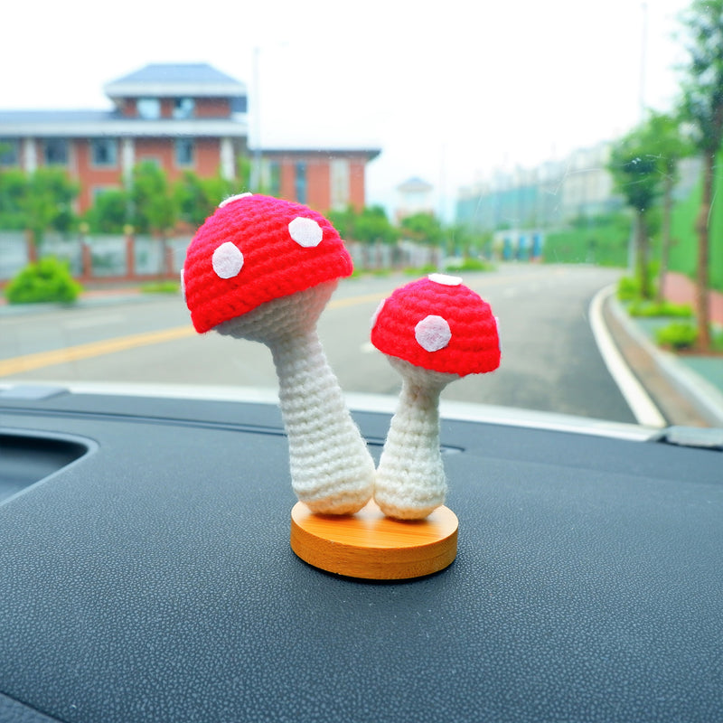 Cute Mushroom Car Dashboard Decor, Crochet Mushrooms Car Accessories, Cute Car Interior Decor, Kawaii Car Accessories for Teens/Women