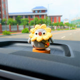 Kawaii Car Dashboard Decor, Crochet Fat Penguin Car Accessories, Cute Car Interior Decor, Sunflower Penguin Car Accessories for Teens/Women