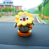 Kawaii Car Dashboard Decor, Crochet Fat Penguin Car Accessories, Cute Car Interior Decor, Sunflower Penguin Car Accessories for Teens/Women