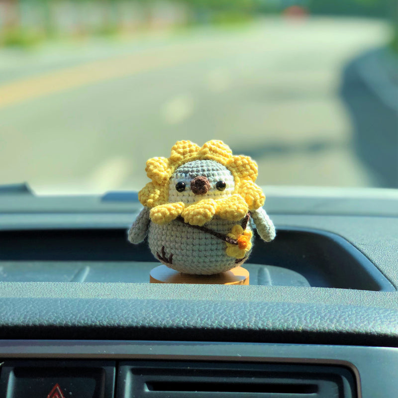 Kawaii Car Dashboard Decor, Crochet Fat Penguin Car Accessories, Cute Car Interior Decor, Sunflower Penguin Car Accessories for Teens/Women