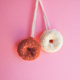 Cute Donuts Car Hanging Accessories, Crochet Chocolate Donuts Car Mirror Hanging Charm for Women, Car Interior Decor Boho, Gift for Her