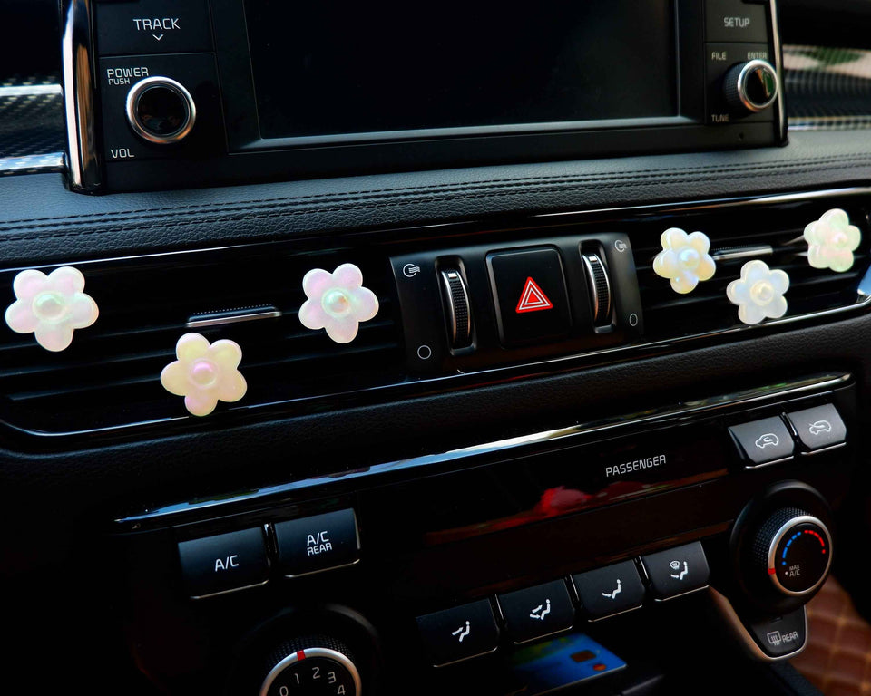 6Pcs Car Air Freshener Vent Clips- Laser Rainbow Daisy