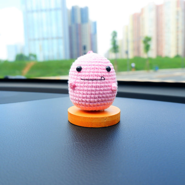 Kawaii Car Dashboard Decor, Crochet Pink Dinosaur Car Accessories, Cute Car Interior Decor, Cute Dinosaur Car Accessories for Teens/Women