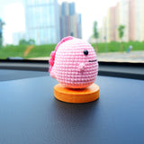 Kawaii Car Dashboard Decor, Crochet Pink Dinosaur Car Accessories, Cute Car Interior Decor, Cute Dinosaur Car Accessories for Teens/Women