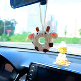 Crochet Car Hanging Charm, Cute Cow Donut Car Mirror Hanging Accessory for Women, Kawaii Car Interior Decor Boho, Gift for Her