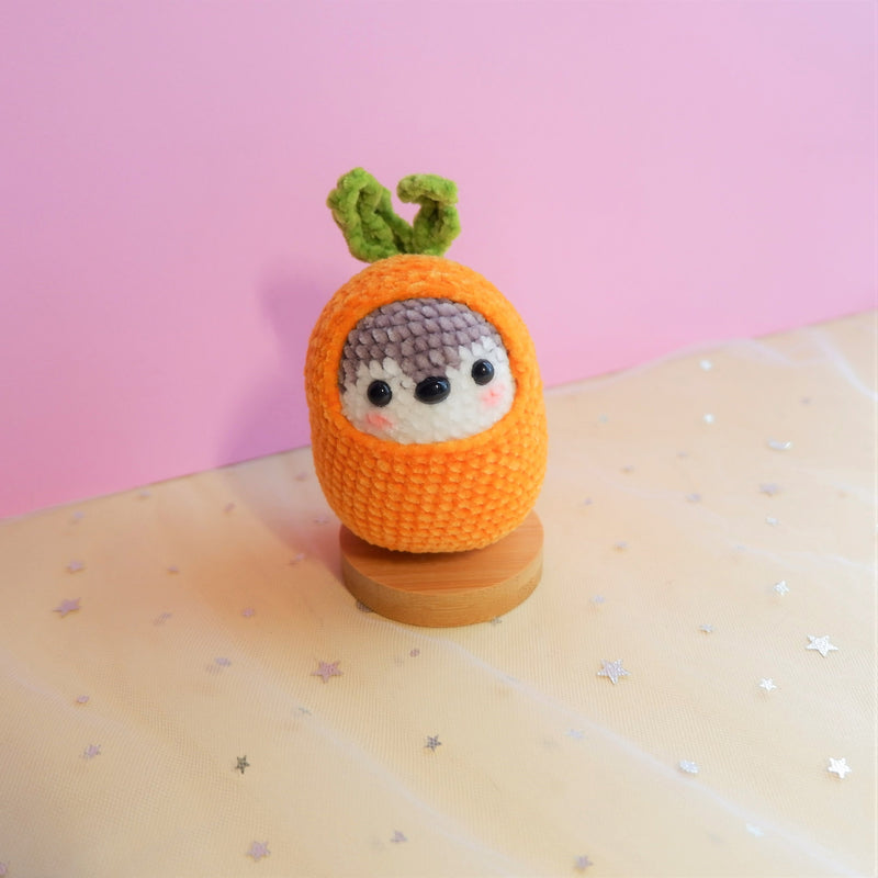 Cute Car Dashboard Decor, Crochet Penguin Car Accessories for Teens/Women, Fluffy Lemon/Carrot/Mushroom Penguin Car Interior Accessory