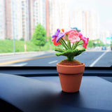 Rainbow Daisy Car Accessories, Crochet Rainbow Daisies Car Dashboard Decor, Cute Mini Car Accessories for Women Boho, Kawaii Crochet Car Pot