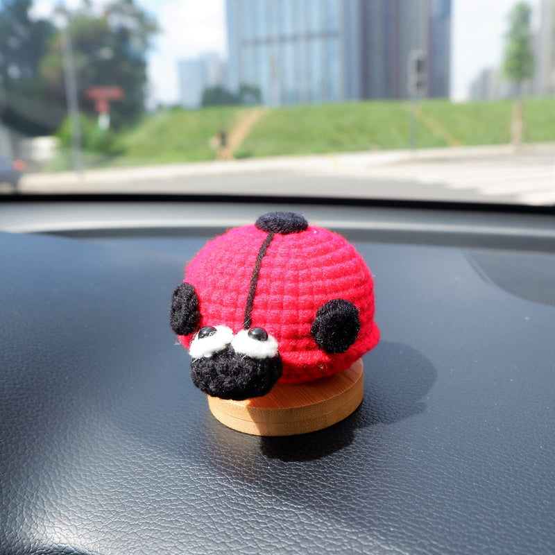 Kawaii Car Dashboard Decor, Crochet Red Ladybug Car Accessory, Cute Car Interior Decor, Boho Car Accessories for Teens/Women