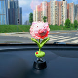 Cute Car Dashboard Decor, Crochet Pink Sunflower Piggy Car Accessories for Women, Kawaii Car Air Freshener, Sunflower Car Interior Decor