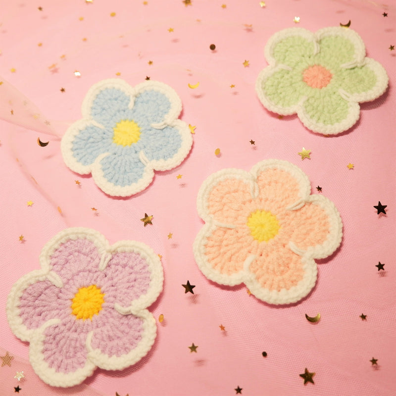 Crochet Car Coasters, Set of 2, Daisy Flower Car Coasters, Cute Car Accessories For Women, 2.75'' Car Coasters, Crochet Car Coasters