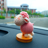 Cute Car Dashboard Decor, Crochet Mini Sheep Car Accessories for Teens/Women, Kawaii Car Interior Decoration, Christmas Gift