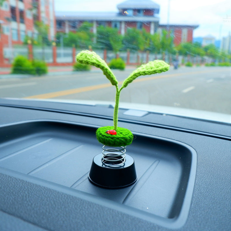 Little Sprout Car Accessories, Crochet Plant Sapling Car Dashboard Decor for Women, Boho Car Air Freshener, Car Plant Decor, Christmas Gifts