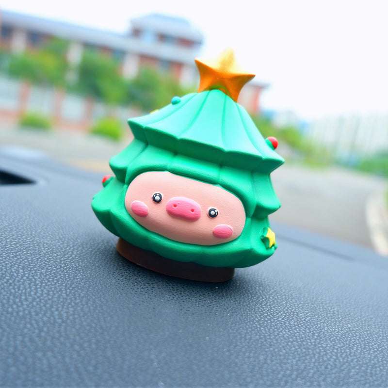 Cute Christmas Tree Car Accessories, Piggy Car Dashboard Decor, Kawaii Car Accessories for Women/Teens, Car Interior Decor, Christmas Gift