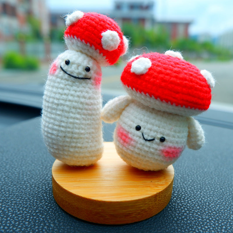 Crochet Mushroom Car Dashboard Decor, Kawaii Smiley Mushrooms Car Accessories, Cute Interior Car Decor, Cute Car Accessories for Women