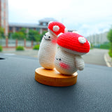 Crochet Mushroom Car Dashboard Decor, Kawaii Smiley Mushrooms Car Accessories, Cute Interior Car Decor, Cute Car Accessories for Women