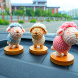 Cute Car Dashboard Decor, Crochet Mini Sheep Car Accessories for Teens/Women, Kawaii Car Interior Decoration, Christmas Gift