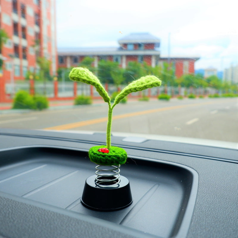 Little Sprout Car Accessories, Crochet Plant Sapling Car Dashboard Decor for Women, Boho Car Air Freshener, Car Plant Decor, Christmas Gifts