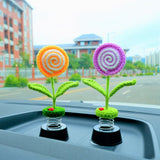 Cute Swirl Lollipop Car Dashboard Decor, Crochet Plant Car Accessories for Women, Boho Car Air Freshener, Car Plant Decor, Christmas Gifts