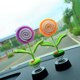 Cute Swirl Lollipop Car Dashboard Decor, Crochet Plant Car Accessories for Women, Boho Car Air Freshener, Car Plant Decor, Christmas Gifts