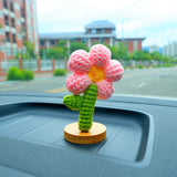 Crochet Rainbow Flower Car Accessories, Cute Little Flowers Car Dashboard Decor, Kawaii Colorful Car Interior Decoration, Christmas Gifts