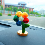 Crochet Rainbow Flower Car Accessories, Cute Little Flowers Car Dashboard Decor, Kawaii Colorful Car Interior Decoration, Christmas Gifts