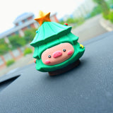 Cute Christmas Tree Car Accessories, Piggy Car Dashboard Decor, Kawaii Car Accessories for Women/Teens, Car Interior Decor, Christmas Gift