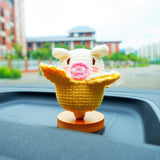 Kawaii Car Dashboard Decor, Crochet Banana Piggy Car Accessories, Cute Car Interior Decor, Piggy Car Accessories for Women, Christmas Gift