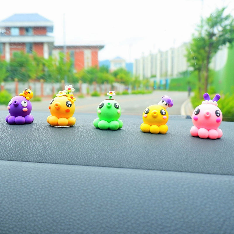 Set of 6 Octopus Car Dashboard Decor, Anime Car Accessories for Women, Kawaii Custom Car Accessory, Clay Car Interior Decor, Christmas Gift