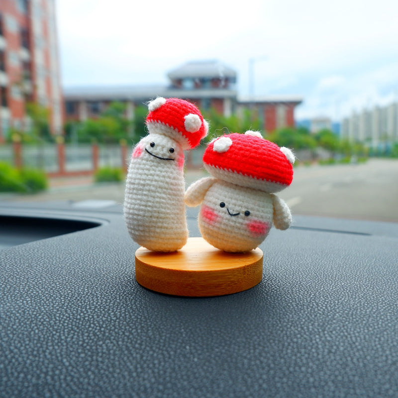 Crochet Mushroom Car Dashboard Decor, Kawaii Smiley Mushrooms Car Accessories, Cute Interior Car Decor, Cute Car Accessories for Women