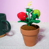 Crochet Mini Potted Plants, Strawberry Car Dashboard Decor, Kawaii Car Accessory for Women, Work from Home Gift, Office Desk Accessories