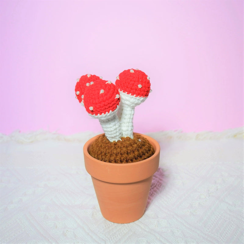 Crochet Mini Potted Plants, Mushroom Car Dashboard Decor, Kawaii Car Accessory for Women, Work from Home Gift, Office Desk Accessories