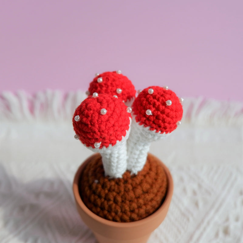 Crochet Mini Potted Plants, Mushroom Car Dashboard Decor, Kawaii Car Accessory for Women, Work from Home Gift, Office Desk Accessories