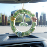 Crochet Wreath Car Accessories, Cute Peach/Smiley Sun/Sprout Mirror Hanging Accessory for Women, Car Interior Decor Boho, Gift for Her