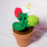 Crochet Mini Potted Plants, Strawberry Car Dashboard Decor, Kawaii Car Accessory for Women, Work from Home Gift, Office Desk Accessories