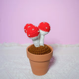 Crochet Mini Potted Plants, Mushroom Car Dashboard Decor, Kawaii Car Accessory for Women, Work from Home Gift, Office Desk Accessories