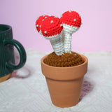 Crochet Mini Potted Plants, Mushroom Car Dashboard Decor, Kawaii Car Accessory for Women, Work from Home Gift, Office Desk Accessories